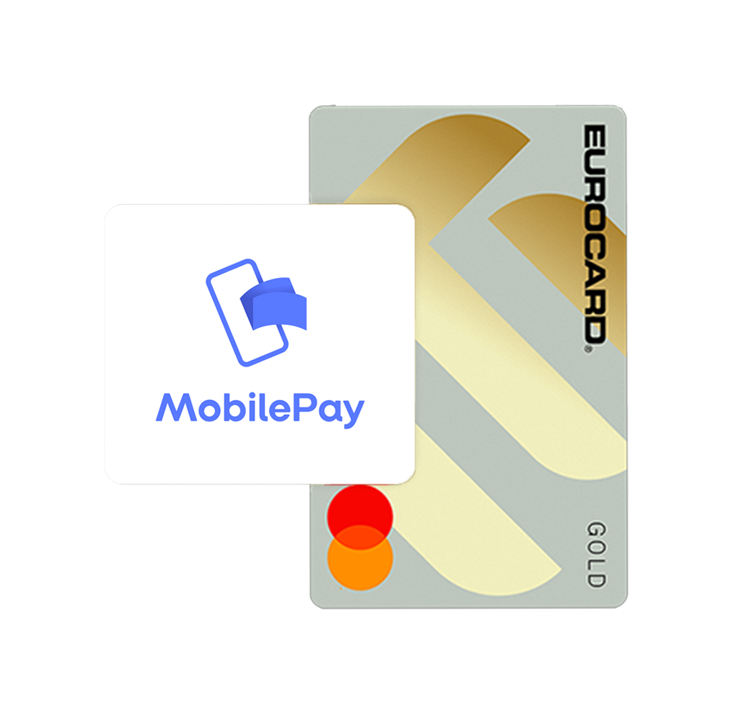 Eurocard Gold and MobilePay logo.