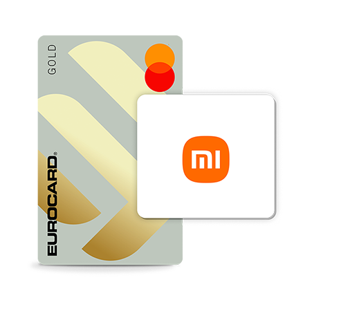 Eurocard Gold og Xiaomi-logo for Xiaomi Pay.